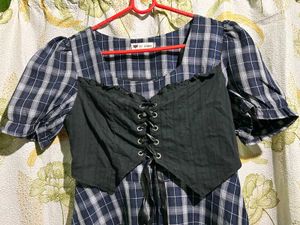 Plaid Mini Dress with Corset
