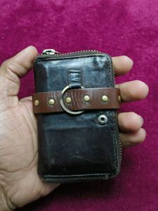 Vintage Leather Zip Wallet