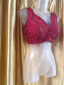 Red Beadwork Like New Blouse