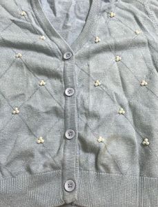 Blue Beaded Cardigan Korean Style