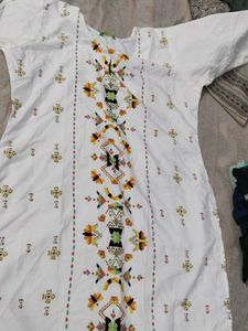 White Embroidered Kurta(NEVER WORN)