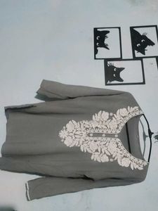 Gray Tunic with Embroidery