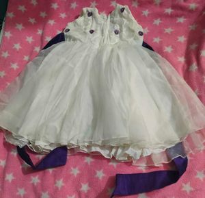 Cute White &amp; Purple Party Dress