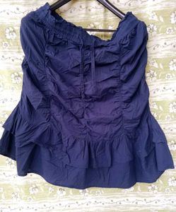 🆕New Navy Blue Ruffle Mini Skirt