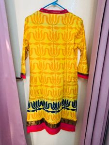 Yellow Printed Kurta