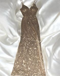 Gold Sequin Strappy Silhouette Gown