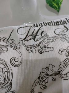 Typography Printed Off Shoulder Tops