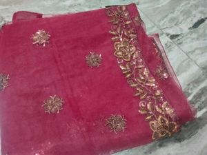 Embroidered Maroon Net saree 💝💖