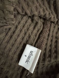 Brown Ribbed Mock Neck Top