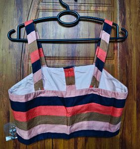 Striped Button Crop Top