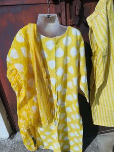 Yellow Printed Kurta Set