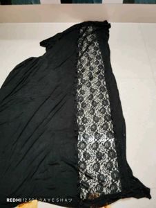 Black Front open Abaya With Dupatta
