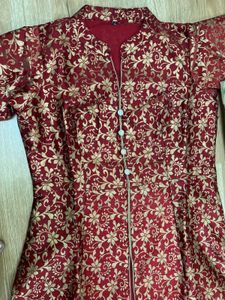 Elegant Red &amp; Gold Kurta Set