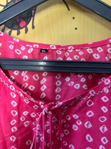 Pink Bandhani Print Kurti With Sharara