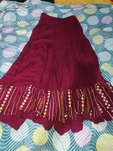 Maroon Embroidered Skirt