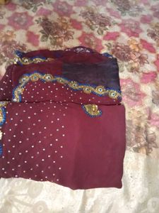 Maroon Embellished Saree