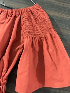 Rust Off-Shoulder Jumpsuit