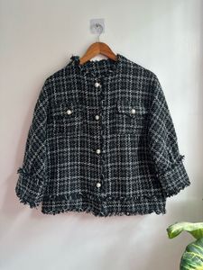 Tweed Cropped Jacket With Skorts Set