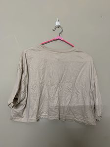 (NEW) Beige Cropped T-Shirt
