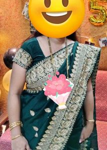 Emerald Green Embroidered Saree