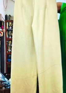 Beige Wide Leg Corduroy Pants