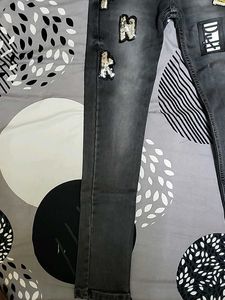 Stylish Grey Patch Jeans