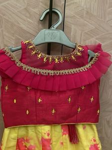 Embroidered Yellow Pink Babygirl Lehenga