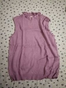 Lilac Ruffle Neck Sleeveless Top