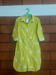 Yellow Polka Dot Shirt Dress