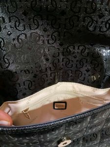 Imported Guess Black Patent Chain Bag