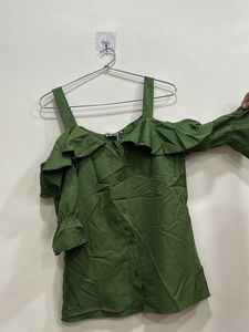 Green Ruffle Top