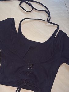 Black long sleeve corset Style Top