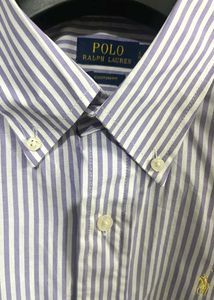 POLO RALPH LAUREN PURPLE VERTICAL STRIPES SHIRT
