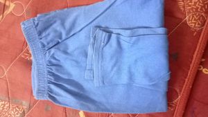 Blue Cotton Blend Leggings