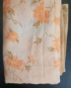 Soft Cream And Peach Floral Saree