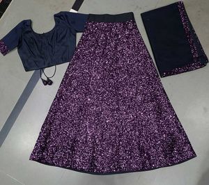 Sparkling Purple Sequin Lehenga Set