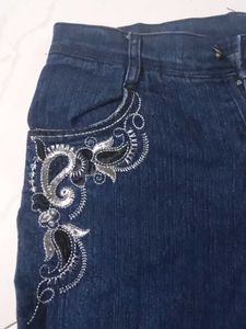 Embroidered Denim Shorts