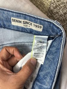 Denim Skirt with Stripe Detail