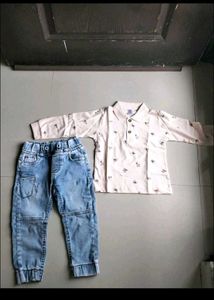 Denim Joggers+ T Shirt