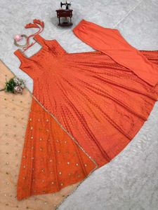 Anarkali Suit With Lace And Sequence Work