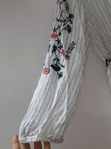 Striped Embroidered Jumpsuit