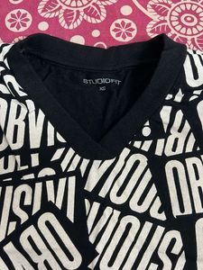 Pristine Black T-Shirt with Text - Unused