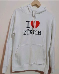 White Hoodie Sweatshirt ❤ Print For 36 Bust