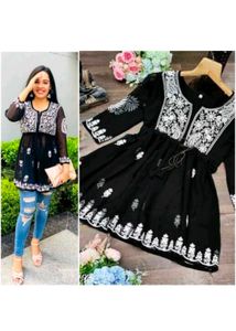 Black Chikankari Kurti