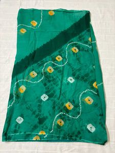 Green Bandhani Saree with Blouse