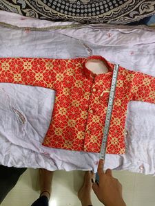 Red Golden Boy Sherwani Dhoti✨