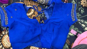 Blue Heavy Saree With Stitched Blouse