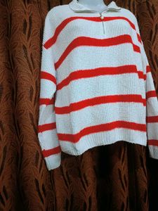 Y2K Striped Knit Zip-up Sweater ♥️