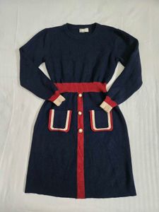Retro Style Navy Knit Dress bust 34/36