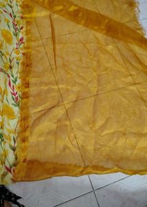 Floral Yellow Beautiful New Saree